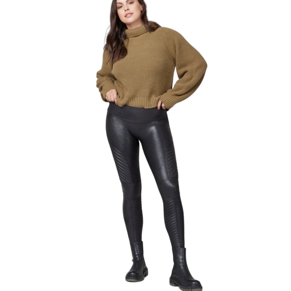 Spanx Moto Faux Leather Leggings Black Medium